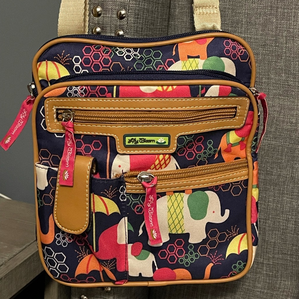 Lily Bloom Elephants & Umbrellas Crossbody Bag